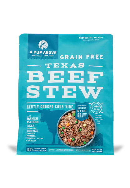 A Pup Above Texas Beef Stew Gently Cooked Frozen Dog Food