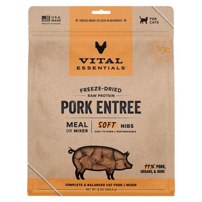 Vital Essentials Freeze Dried Pork Soft Nibs Cat Food