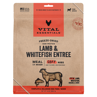 Vital Essentials Freeze Dried Lamb & Whitefish Soft Nibs Dog Food