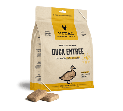 Vital Essentials Freeze Dried Grain Free Duck Mini Patties Limited Ingredient Entree for Cats