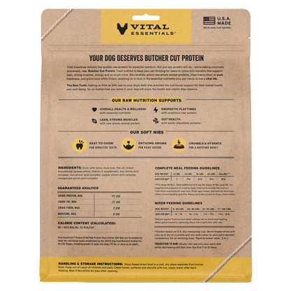 Vital Essentials Freeze Dried Duck Soft Nibs Dog Food