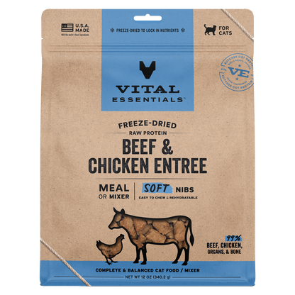 Vital Essentials Freeze Dried Beef & Chicken Soft Nibs Cat Food