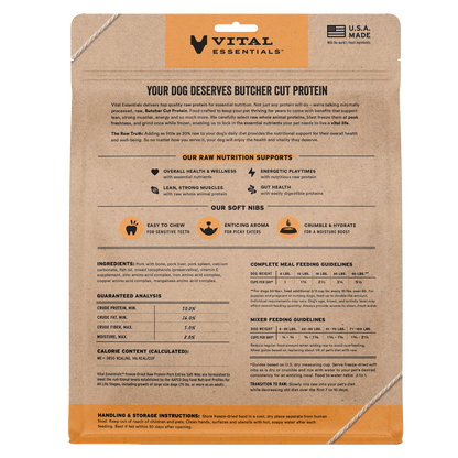 Vital Essentials Freeze Dried Pork Soft Nibs Dog Food