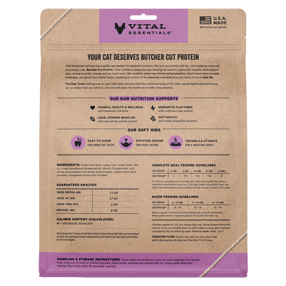 Vital Essentials Freeze Dried Turkey Soft Nibs Cat Food