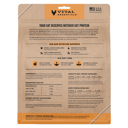 Vital Essentials Freeze Dried Pork Soft Nibs Cat Food