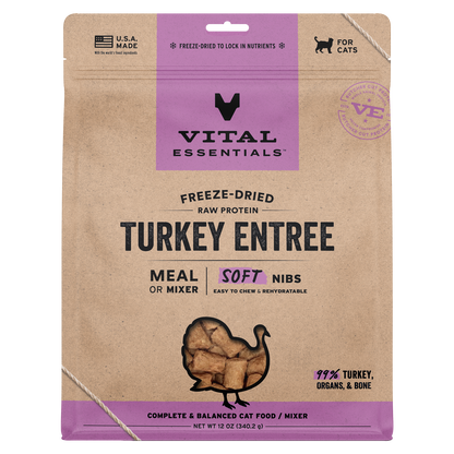 Vital Essentials Freeze Dried Turkey Soft Nibs Cat Food